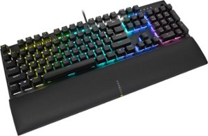 CORSAIR - K60 RGB Pro SE Full-size Wired Mechanical Cherry Viola Linear Gaming Keyboard with PBT Double-Shot Keycaps - Black - Front_Zoom
