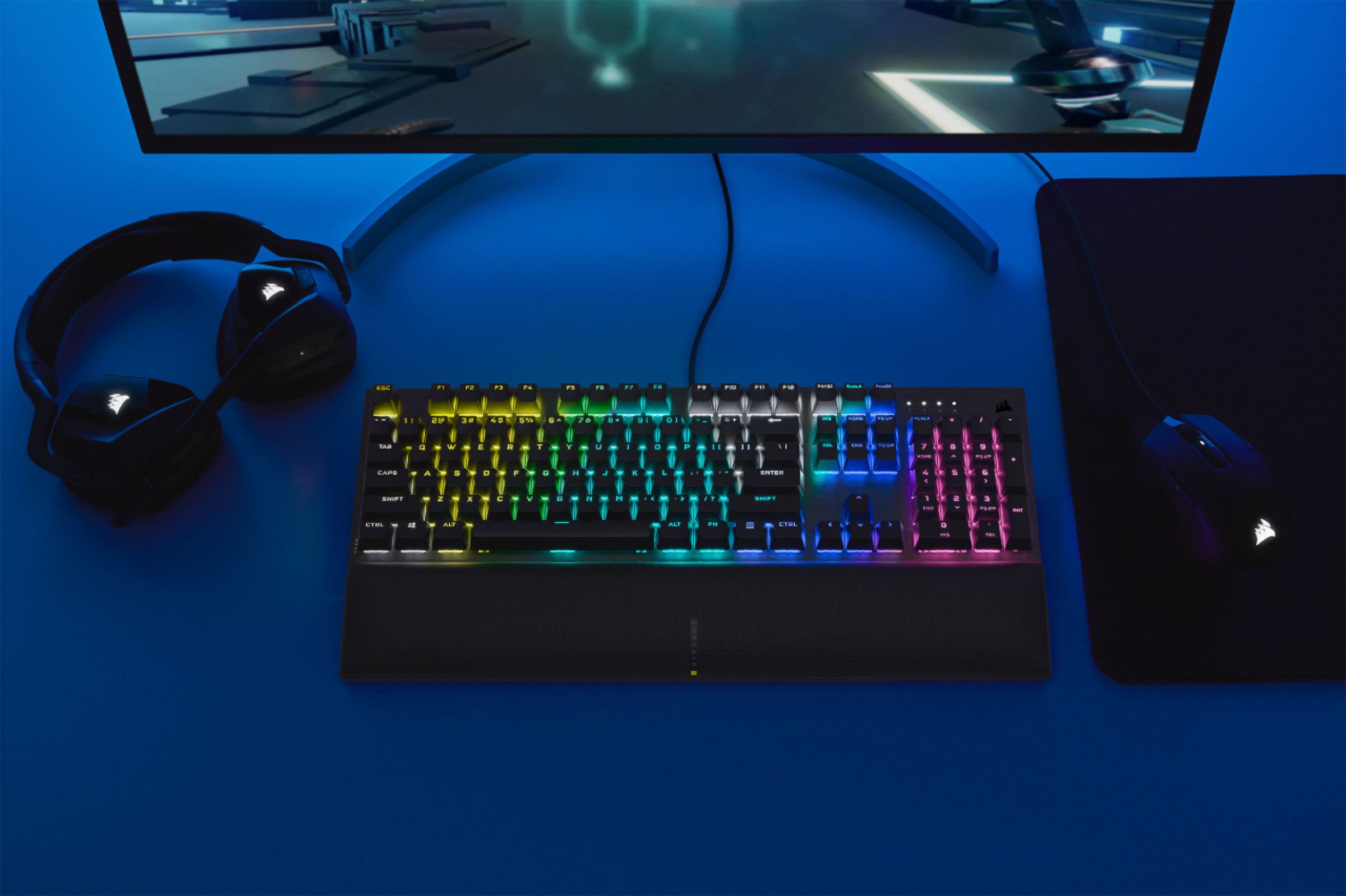 Corsair K60 RGB Pro Mechanical Gaming Keyboard Durable AluminumFrame Customizable Per-Key RGB Backlighting Cherry Mechanical Keyswitches