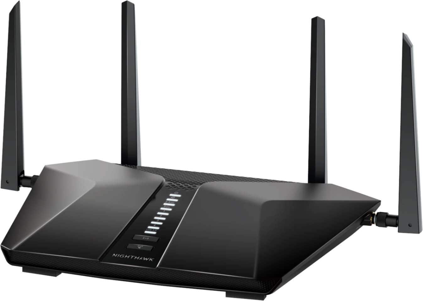 Left. NETGEAR - Nighthawk AX5200 WiFi 6 Router - Black.