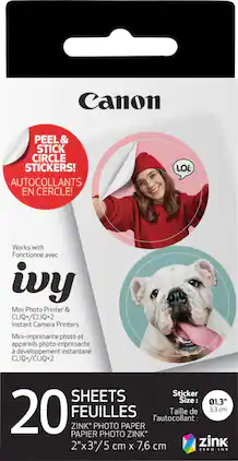 Canon - ZINK Pre-Cut Circle Sticker Paper Pack - White