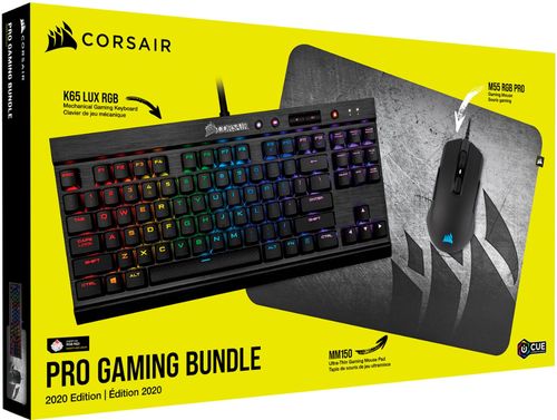 Rent to own CORSAIR - PRO GAMING BUNDLE, 2020 Edition: K65 LUX RGB Keyboard, M55 RGB PRO Mouse, MM150 Ultra-thin Mousepad