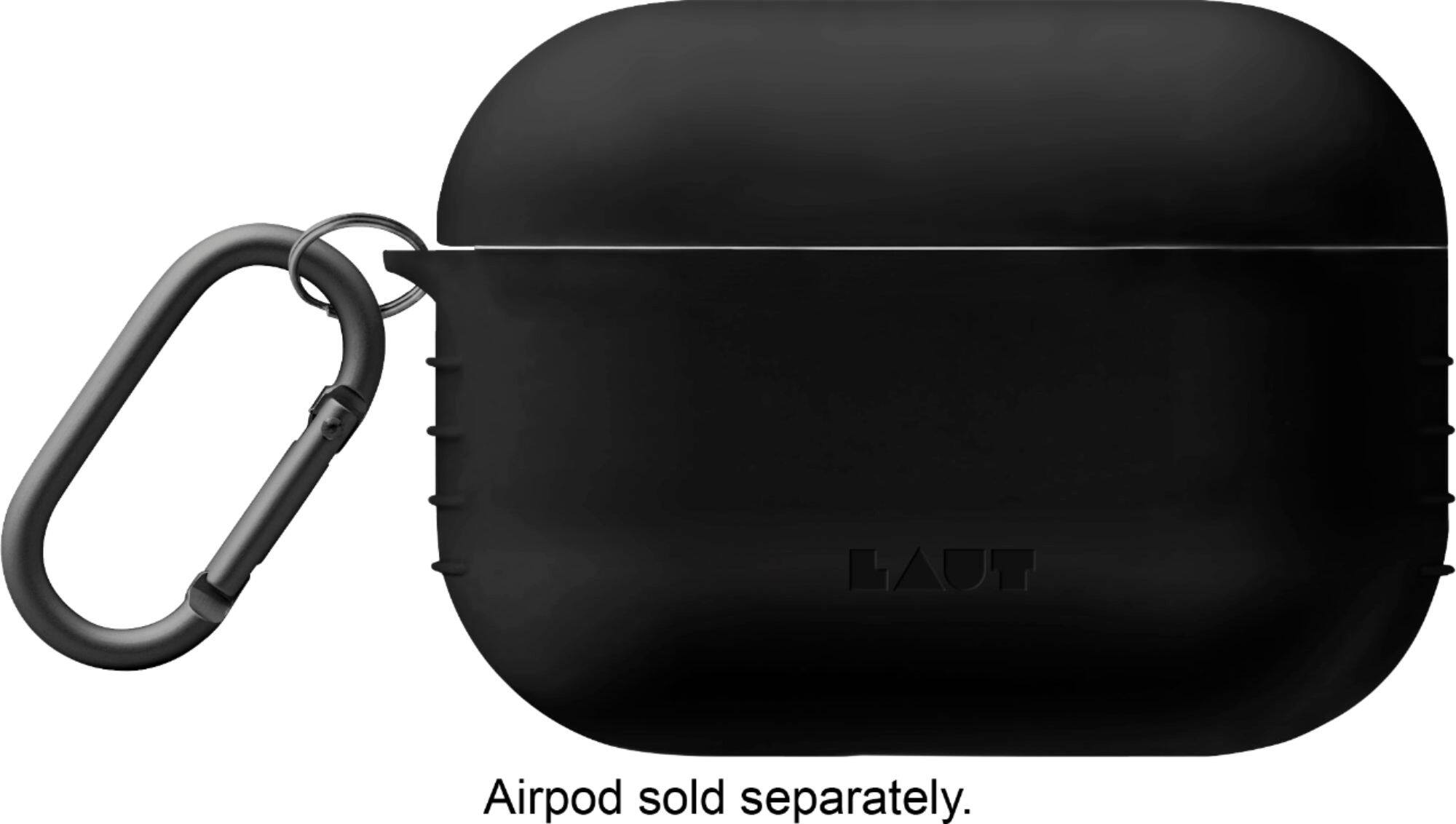 Left View: LAUT - Airpod Pro Case with Carabiner Clip - Charcoal