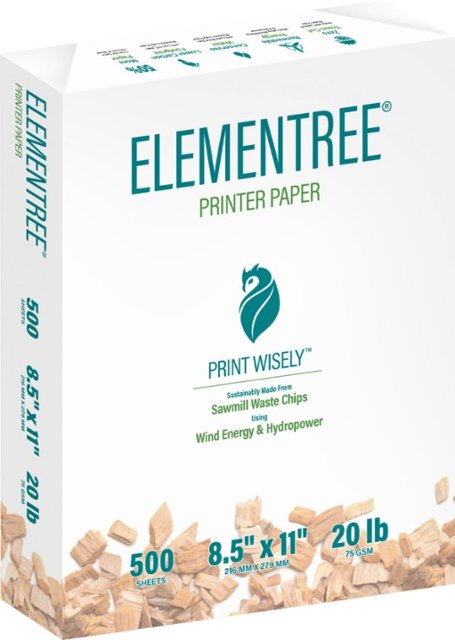 Elementree Sustainable Printer Paper For Everyday Printing and Copying, 8.5  x 11 20lb/ 75gsm 500 Sheets Per Ream (00918) White 00918 - Best Buy