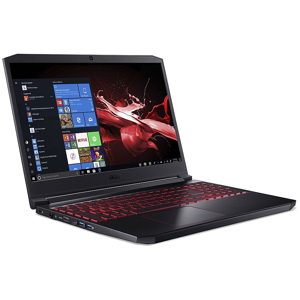 Angle View: Acer - Nitro 15.6" Refurbished Gaming Laptop - Intel Core i7 94750H - 16GB Memory - 512GB Solid State Drive - Black
