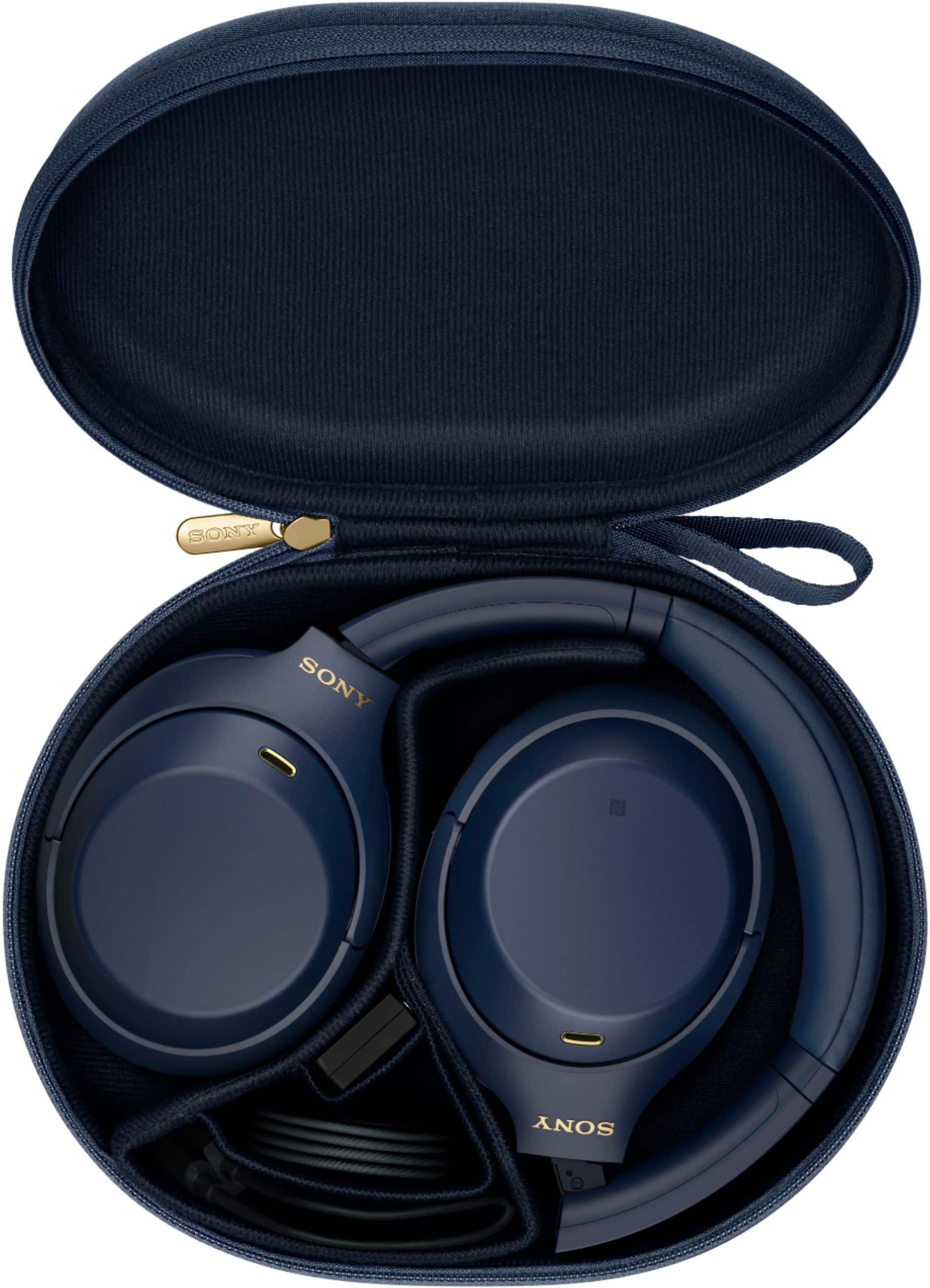 Alt View 13. Sony - WH1000XM4 Wireless Noise-Cancelling Over-the-Ear Headphones - Midnight Blue.