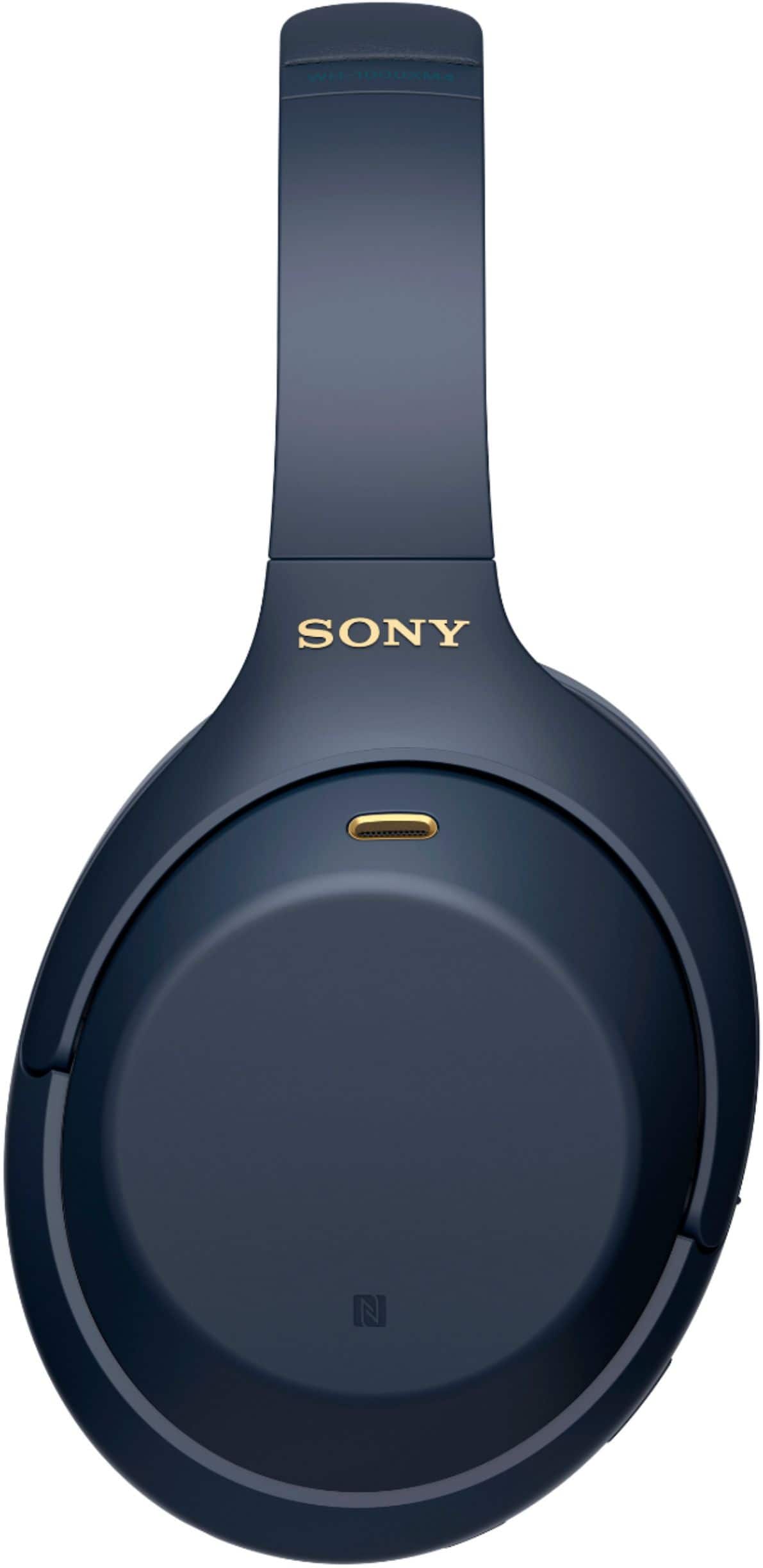 Left. Sony - WH1000XM4 Wireless Noise-Cancelling Over-the-Ear Headphones - Midnight Blue.