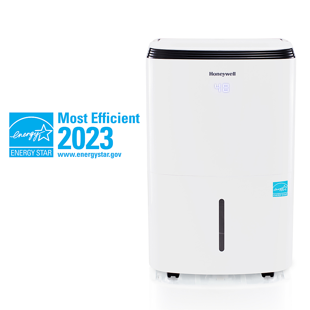 Angle View: Honeywell - 30 Pint Energy Star Dehumidifier for Small Basements & Crawl Spaces with Mirage Display and Washable Filter - White