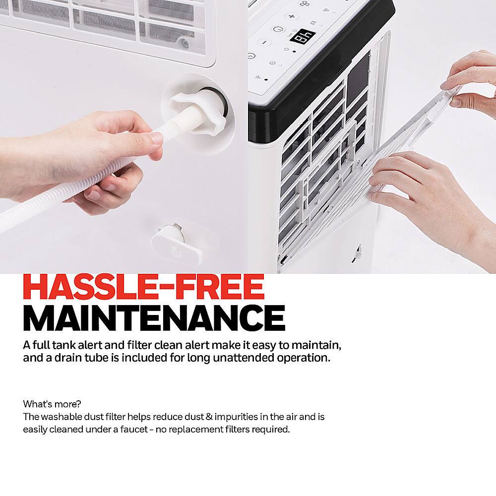 Hassle-Free Maintenance: A full tank alert and filter clean alert make it easy to maintain, and a drain tube is included for long unattended operation. What's more? The washable dust filter helps reduce dust & impurities in the air and is easily cleaned under a faucet- no replacement filters required.