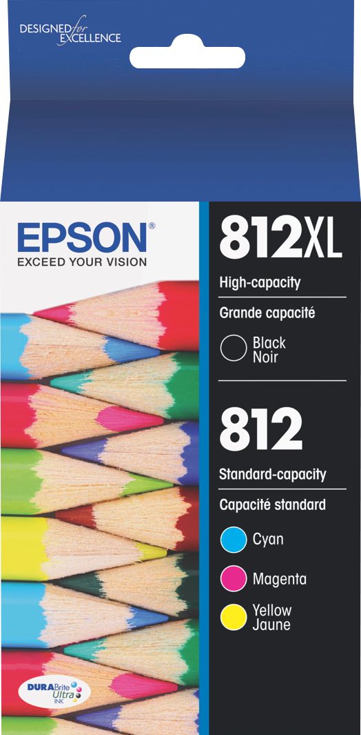 Epson T812xl T812 4 Pack High Yield Black Standard Capacity Multi Ink Cartridges Cyan Magenta Yellow Black T812xl s Best Buy