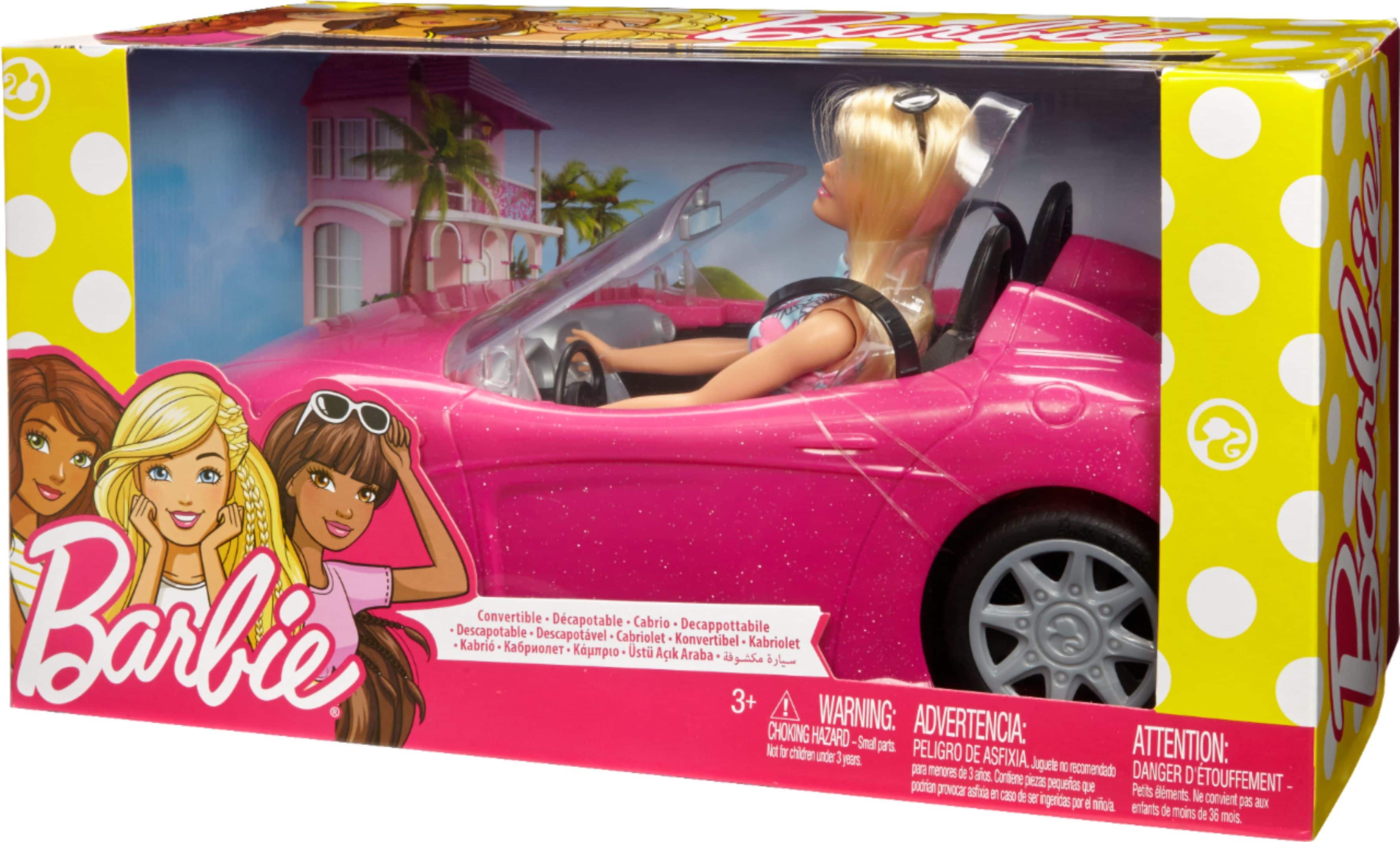 Angle. Mattel - Barbie Doll with Convertible - Pink.