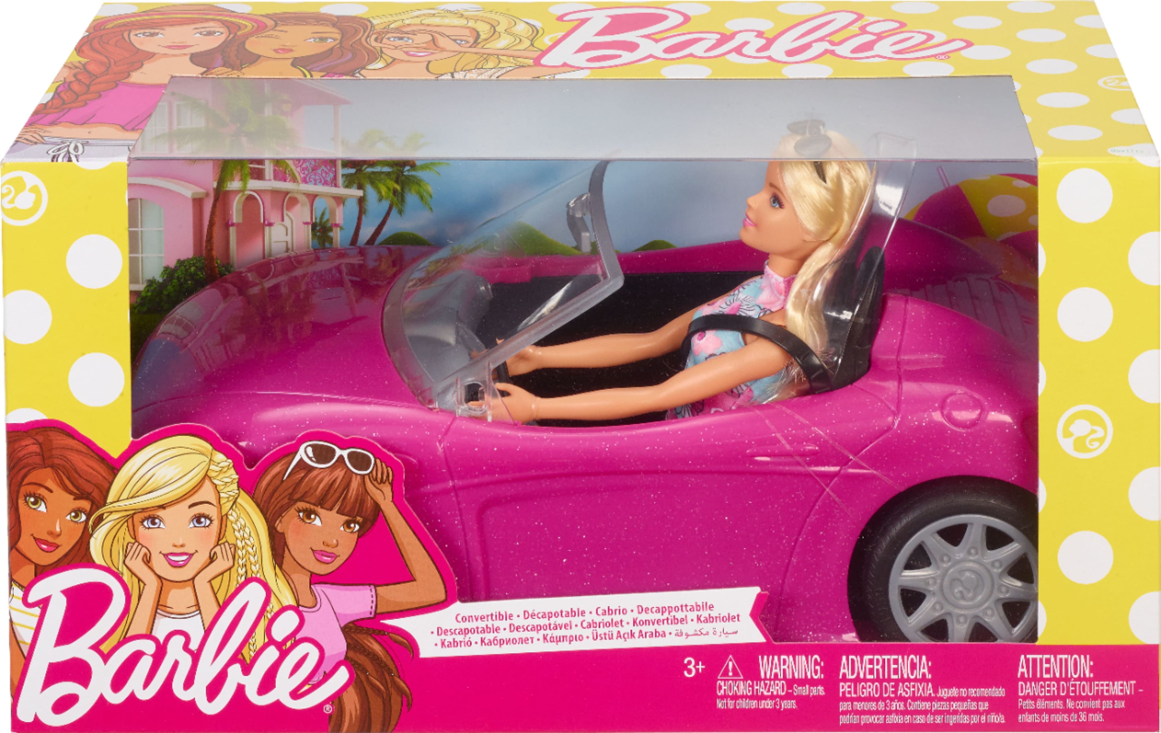 PINK CONVERTIBLE BARBIE CAR VERY GOOD CONDITION WITH ALL STICKERS!