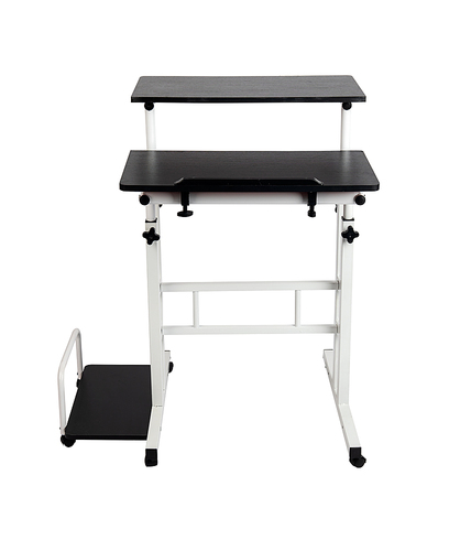 Mind Reader - 2 Tier Sit and Stand Desk - Black and White