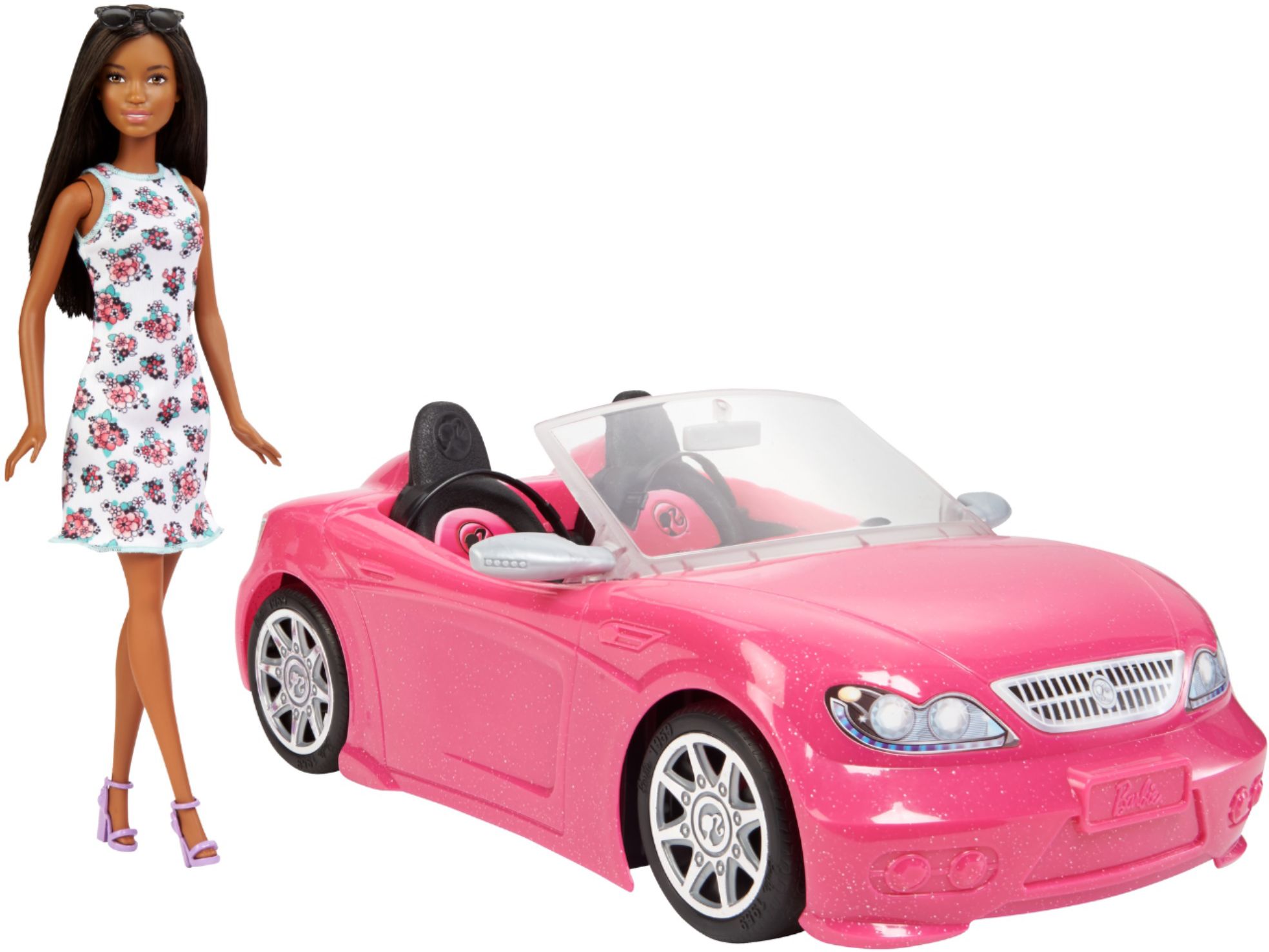 Left View: Mattel - Barbie Doll and Vehicle Brunette - Pink