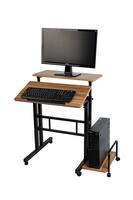 Mind Reader 2 Tier Sit and Stand Desk - Oak - Front_Zoom