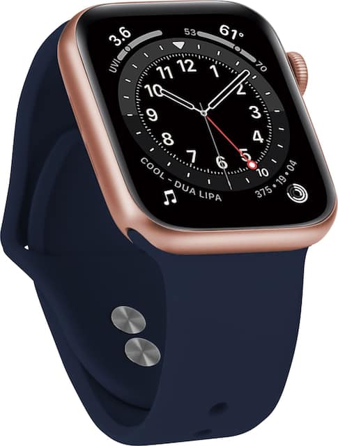 Silver apple watch with navy online band