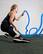 Angle. HyperWear - Hyper Rope® flexible metal core short battle rope - Blue.