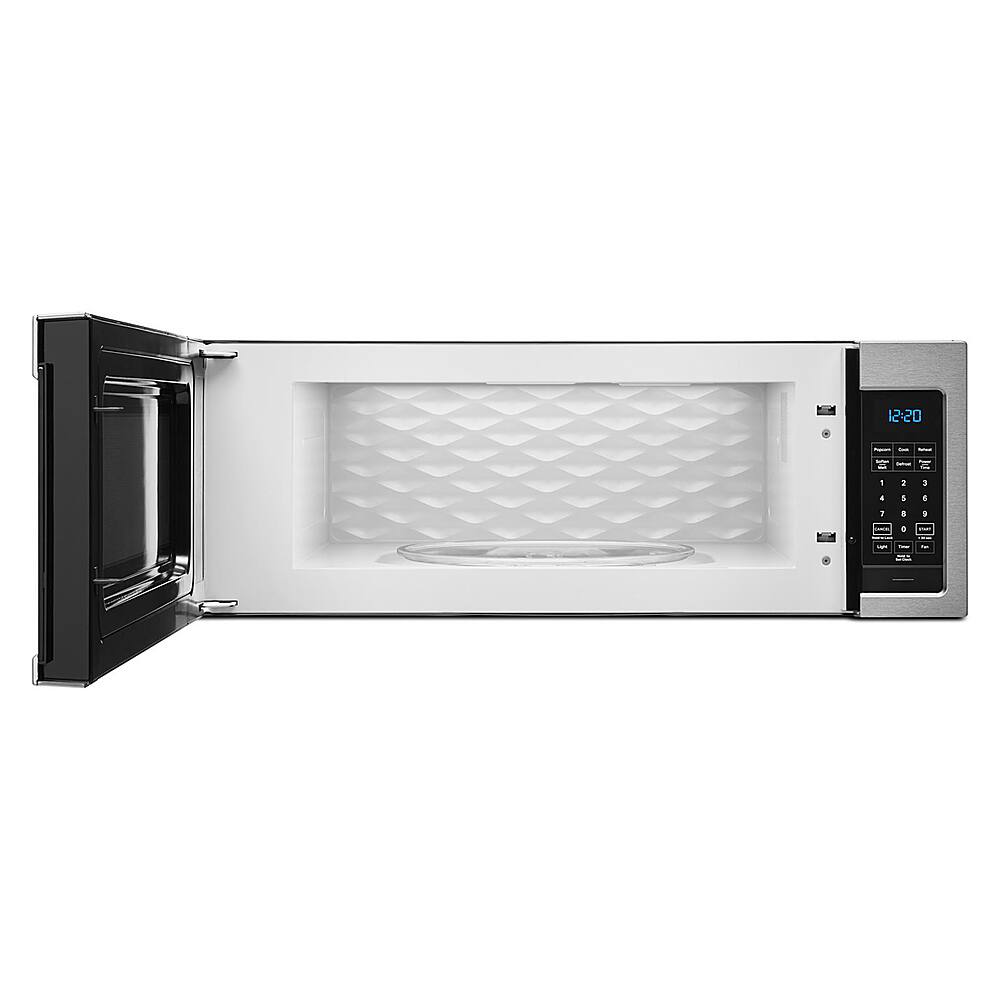 Angle. Whirlpool - 1.1 Cu. Ft. Low Profile Over-the-Range Microwave Hood with 2-Speed Vent - Stainless Steel.