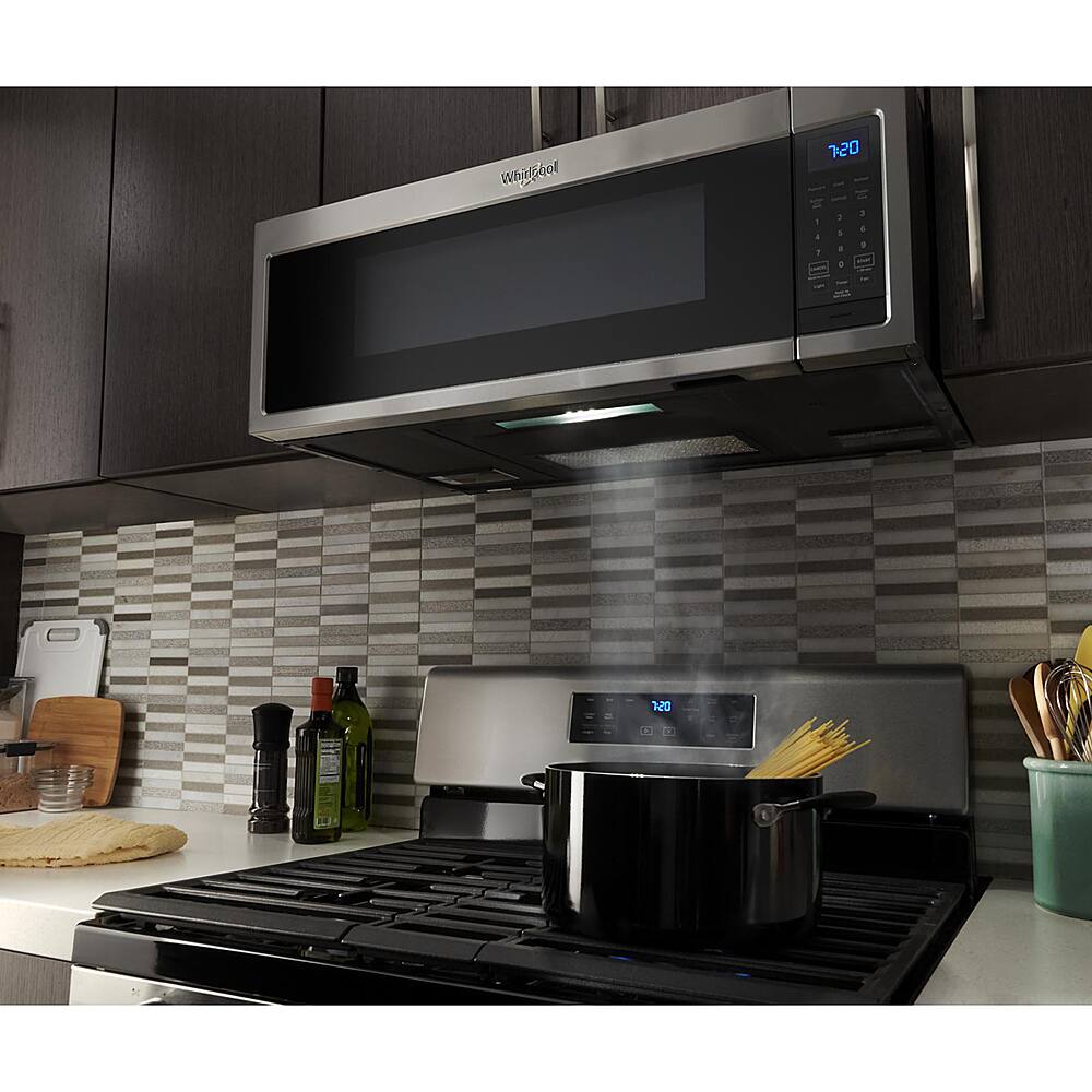 Alt View 16. Whirlpool - 1.1 Cu. Ft. Low Profile Over-the-Range Microwave Hood with 2-Speed Vent - Stainless Steel.