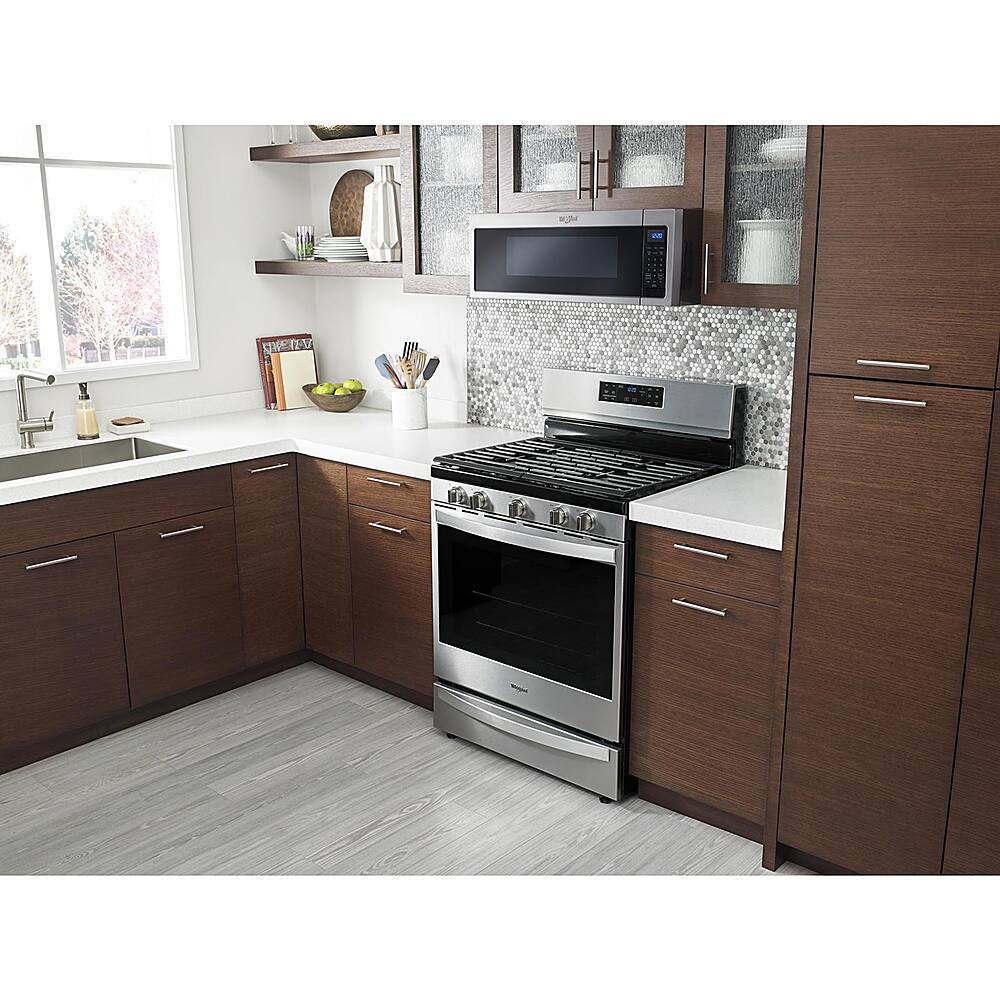 Alt View 18. Whirlpool - 1.1 Cu. Ft. Low Profile Over-the-Range Microwave Hood with 2-Speed Vent - Stainless Steel.