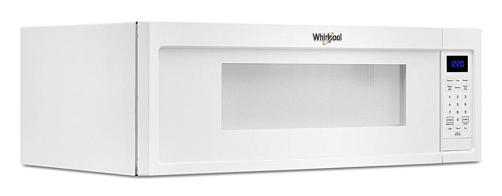 Angle View: Whirlpool - 1.1 Cu. Ft. Low Profile Over-the-Range Microwave Hood with 2-Speed Vent - White