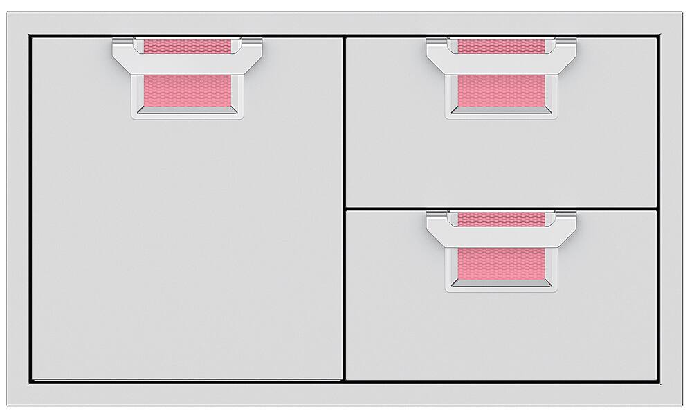 Angle. Aspire by Hestan - AESDR Series 36" Double Drawer and Storage Door Combination - Reef.