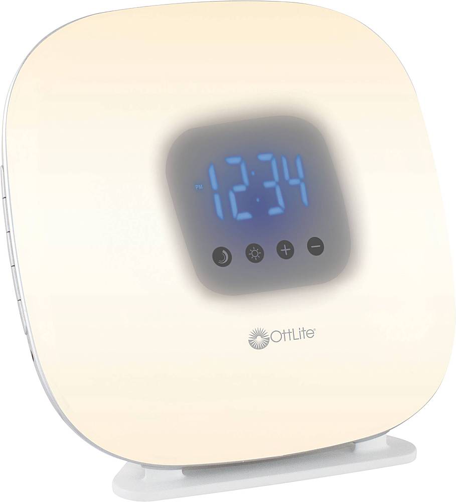 Angle View: OttLite - Digital FM Alarm Clock with USB Charging - White