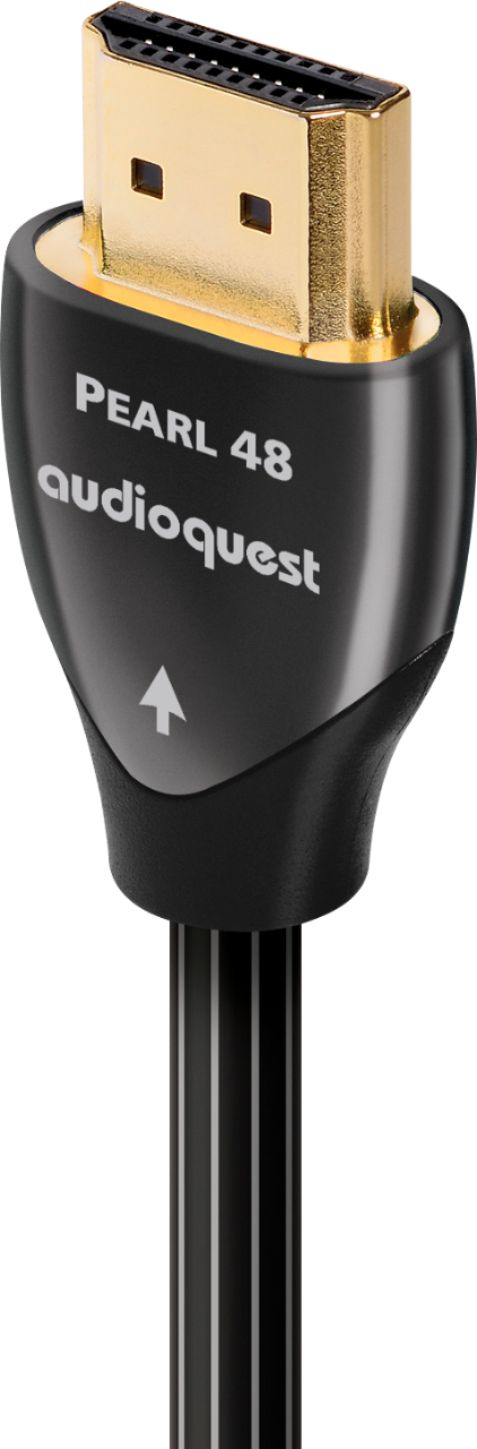 Left View: AudioQuest - Pearl 16.4' 4K-8K-10K 48Gbps In-Wall HDMI Cable - Black/White