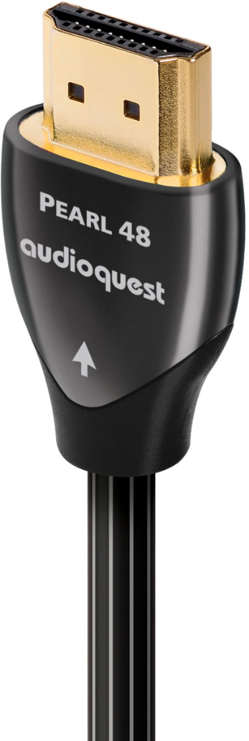 Left View: AudioQuest - Pearl 10' 4K-8K-10K 48Gbps In-Wall HDMI Cable - Black/White
