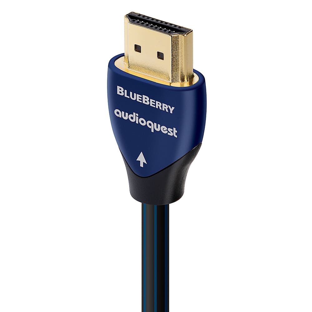 Left. AudioQuest - BlueBerry 2.5' 4K-8K 18Gbps In-wall HDMI Cable - Blue/Black.