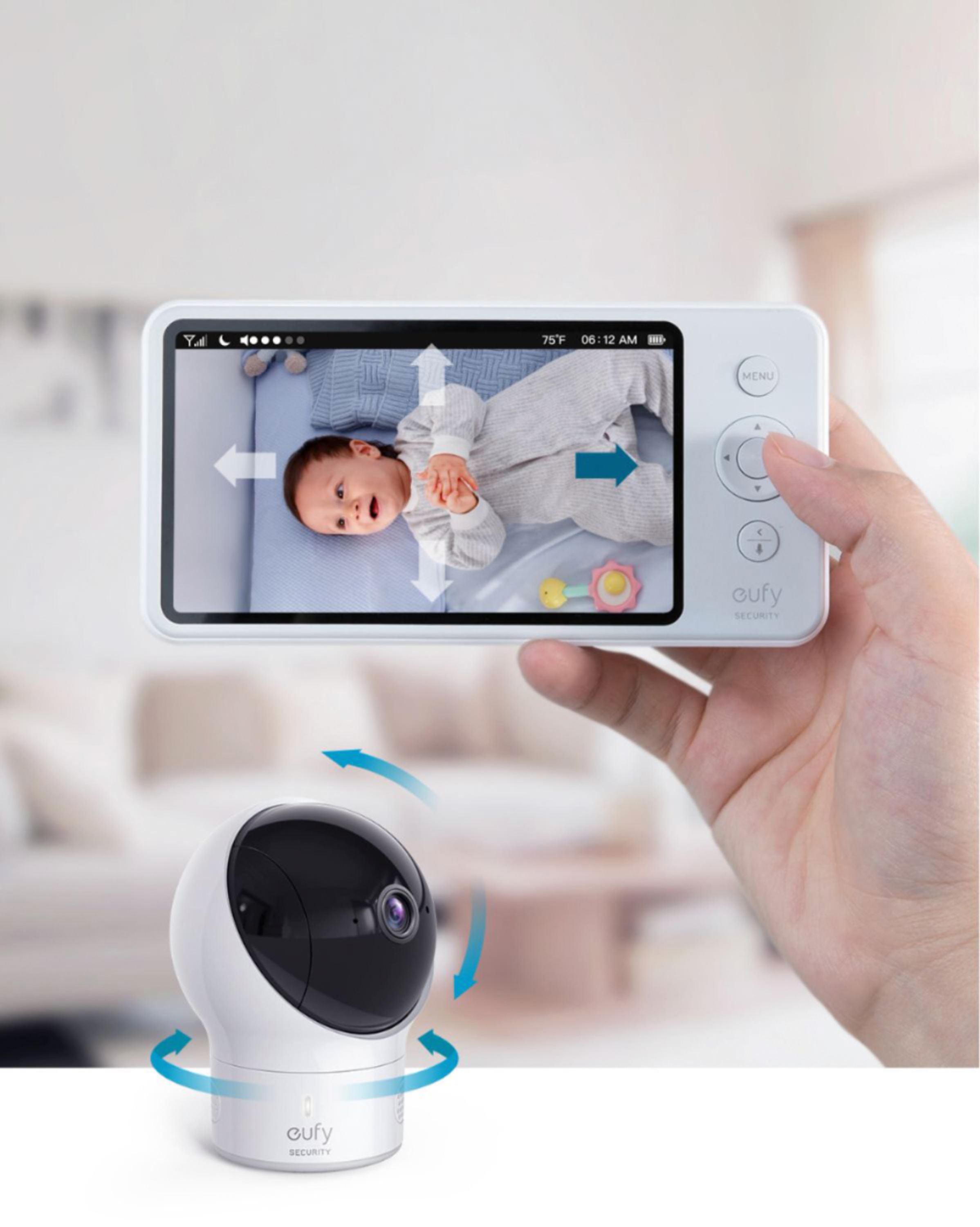 Angle View: eufy Security - Spaceview Baby Monitor Cam Bundle - White