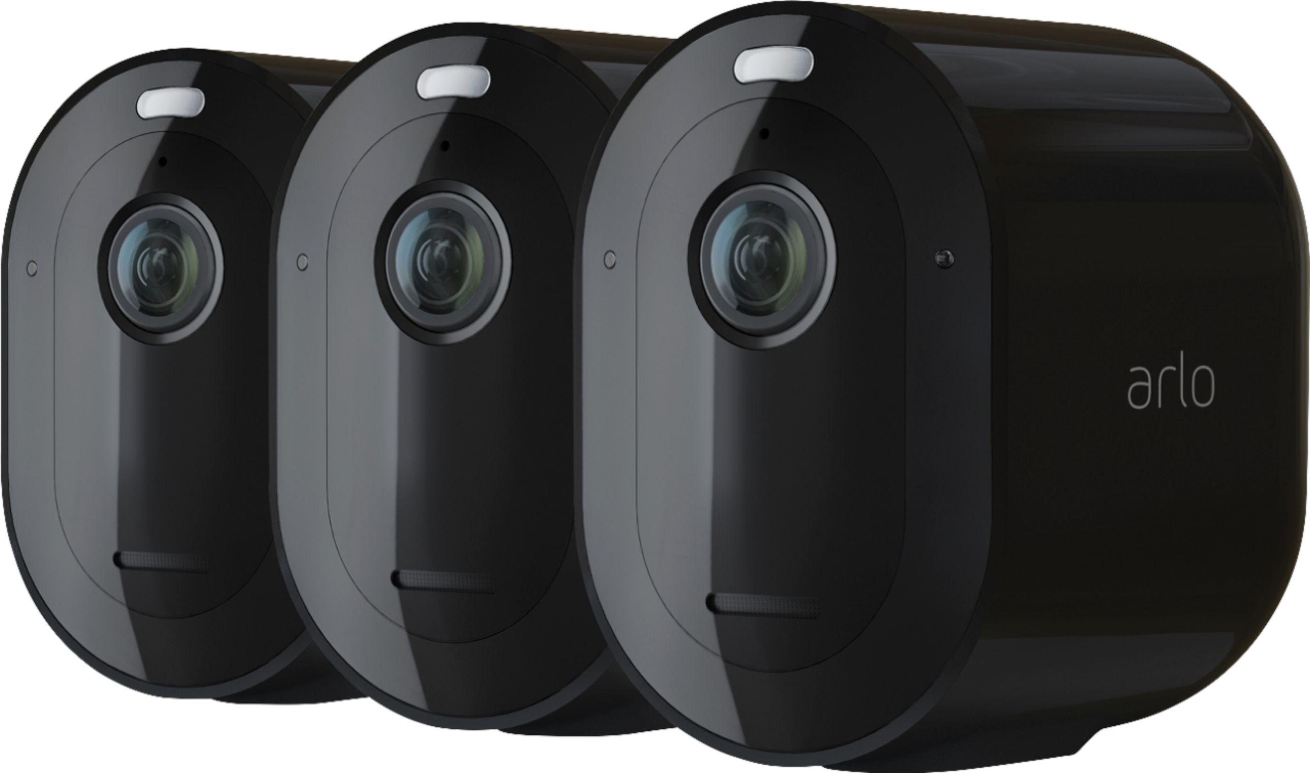 Arlo - Pro 4 Spotlight Camera – Indoor/Outdoor 2K Wire-Free Security Camera with Color Night Vision (3-pack) - Black
