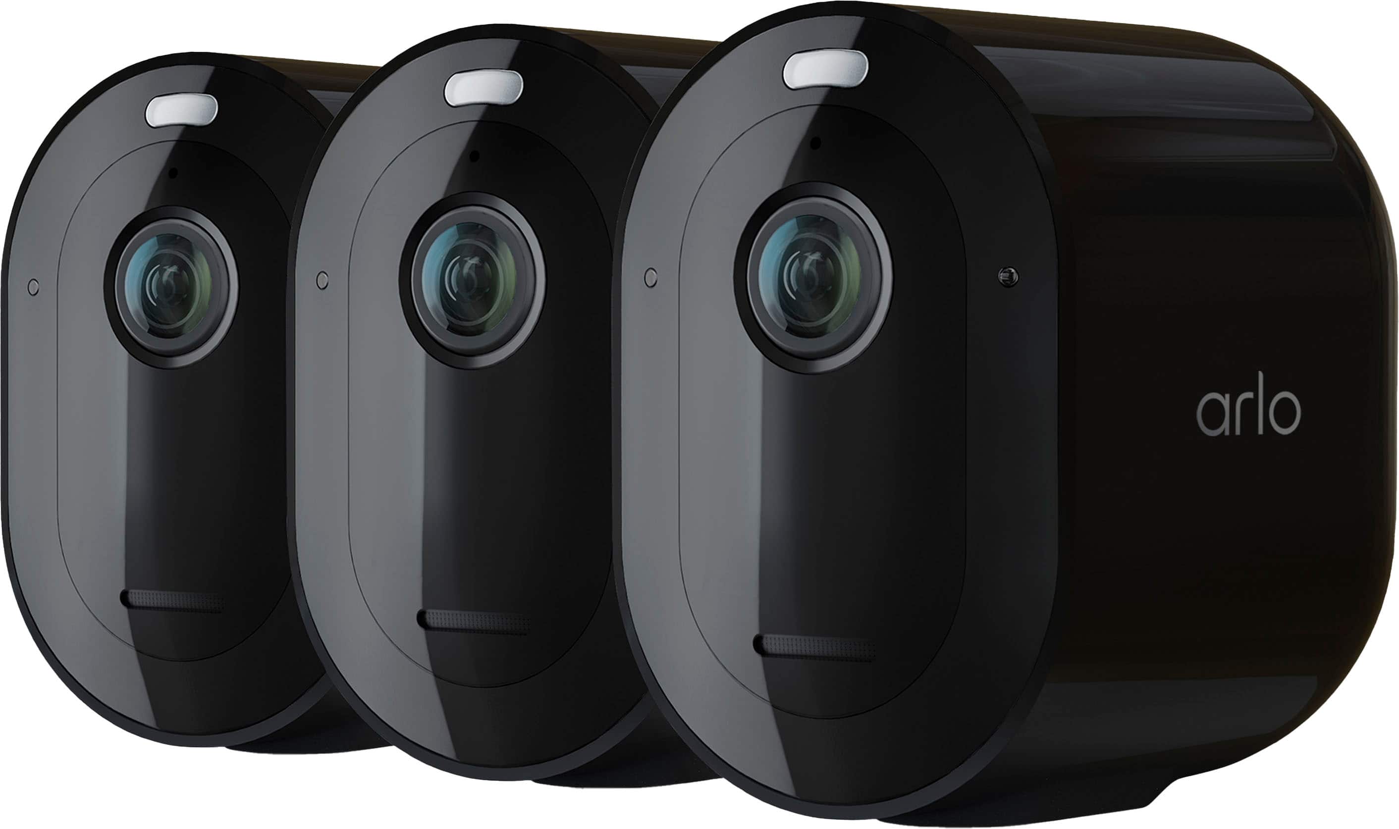 Front. Arlo - Pro 4 Spotlight Camera, 3 Pack - VMC4350B - Black.