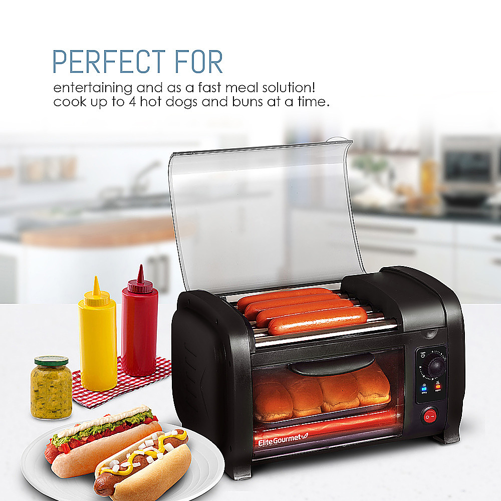 Elite Gourmet - 210w Analog Hot Dog Roller & Toaster Oven - Black