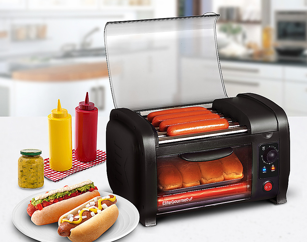 Elite Cuisine Hot Dog Roller / Toaster Oven, Black