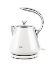Elite Gourmet - 1.2L Cool-Touch Stainless Steel Electric Kettle - White - Front_Zoom