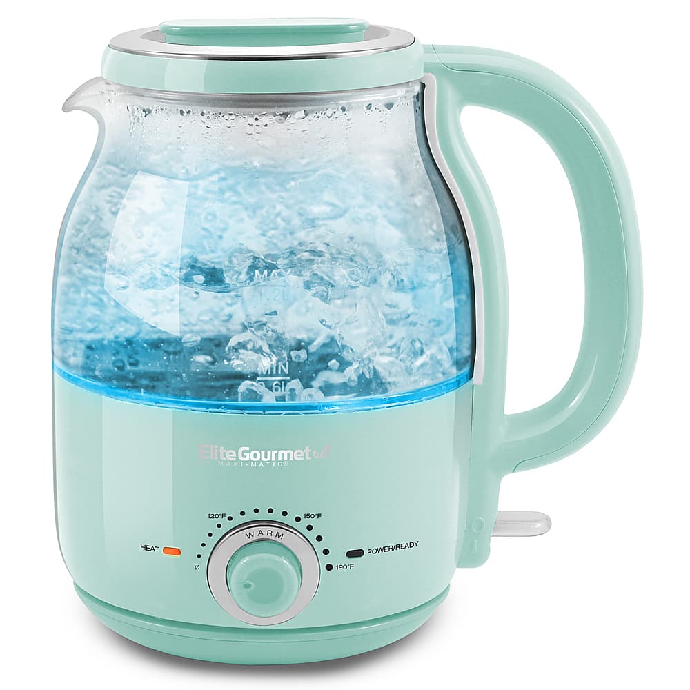 Elite Gourmet - 1.2L Adjustable Temperature Electric Glass Kettle - Mint - Front_Zoom