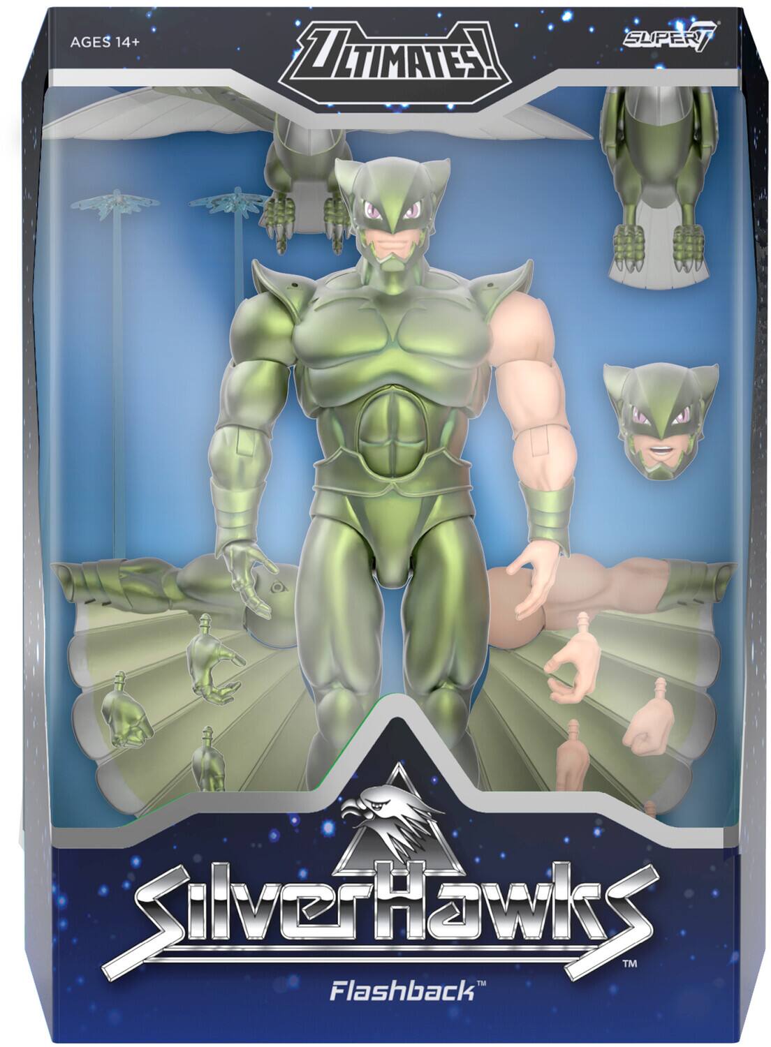 AGES 14+  
ULTIMATES!  
SUPER 7  
Silver Hawks  
Flashback