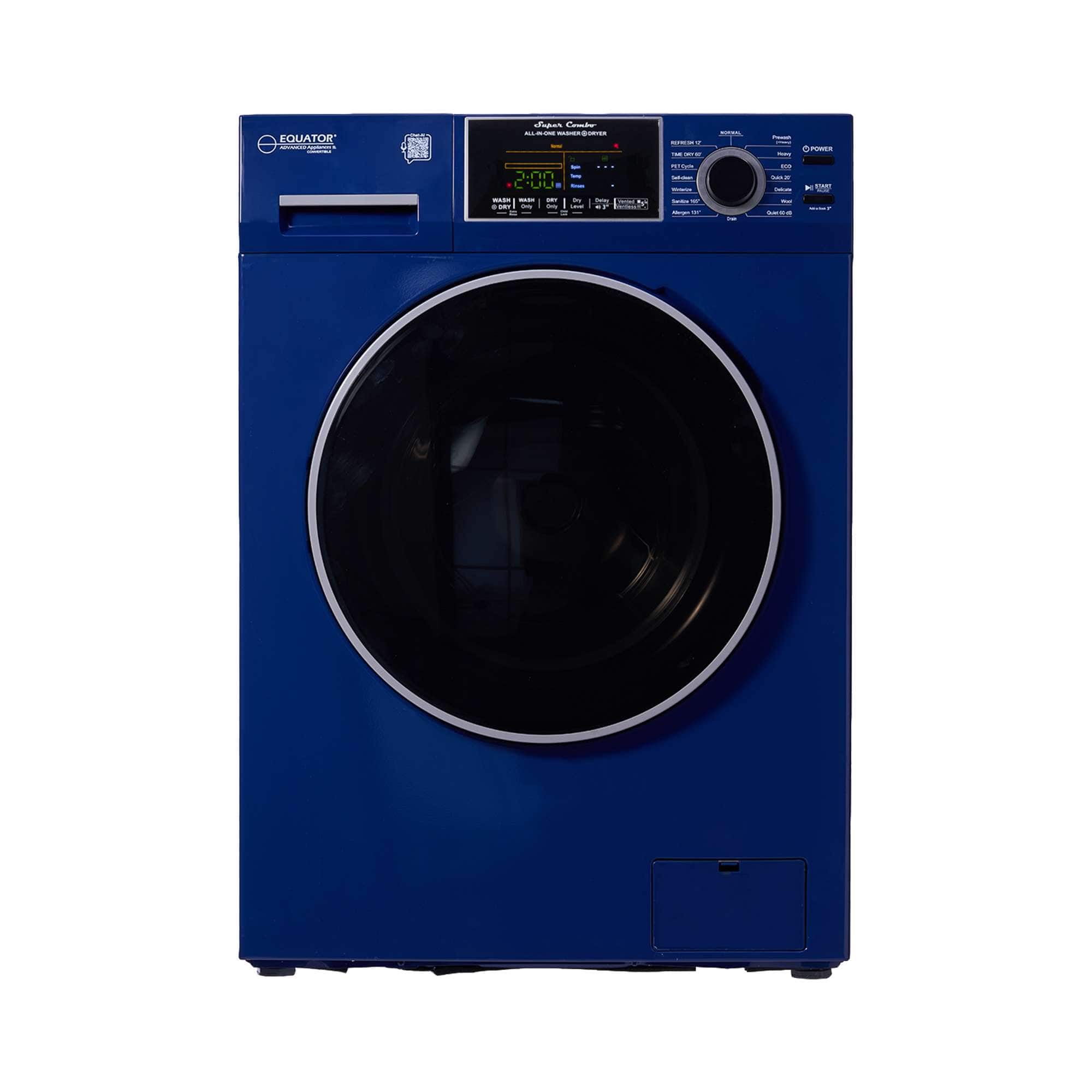 Equator - 1.90 cu ft. VENTLESS/VENTED DRY All-in-One Combo Washer Electric Dryer Convertible | PET SANITIZE 110V - EZ 5500 - Blue