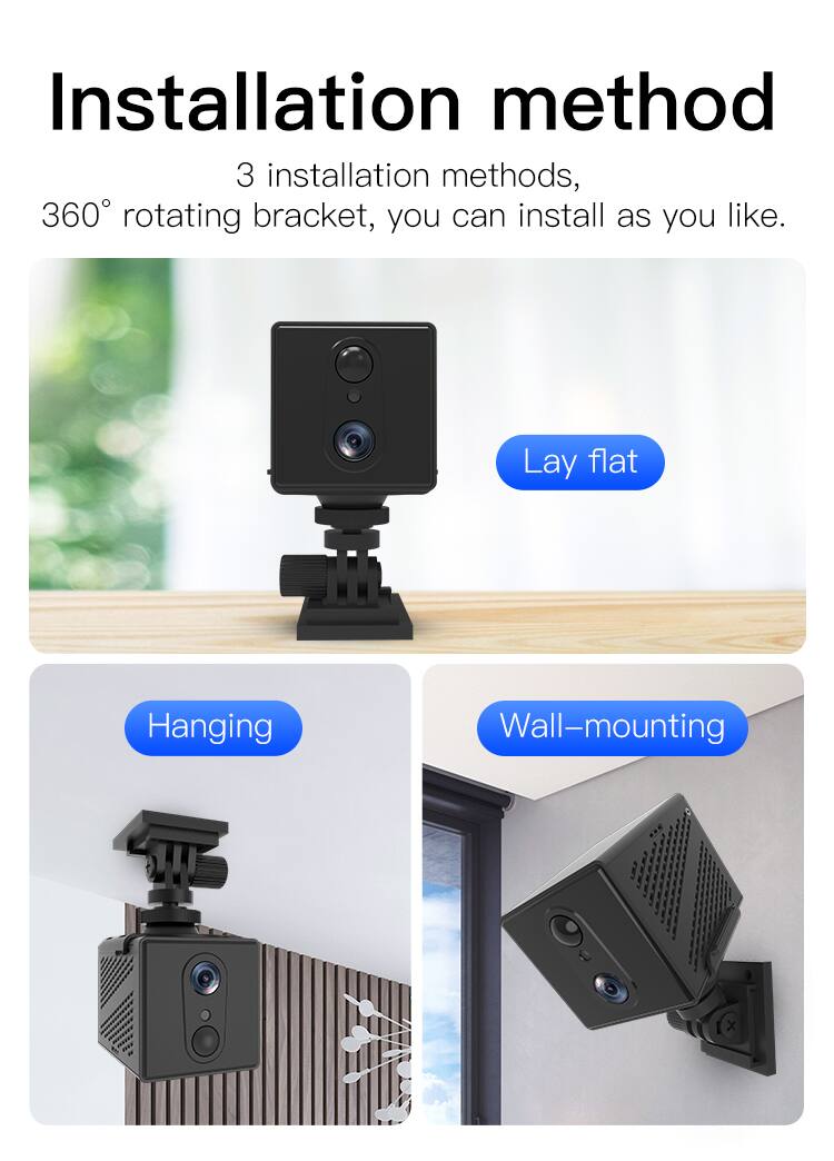 Installation method

3 installation methods, 360° rotating bracket, you can install as you like.

- Lay flat
- Hanging
- Wall-mounting