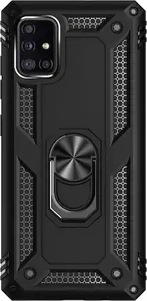 Front. SaharaCase - Military Kickstand Series Carrying Case for Samsung Galaxy A51 5G - Black.