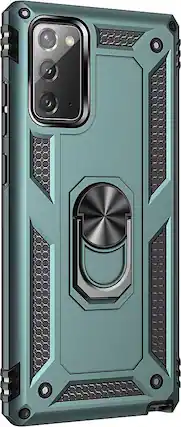 Angle. SaharaCase - Military Kickstand Series Carrying Case for Samsung Galaxy Note20 - Green.