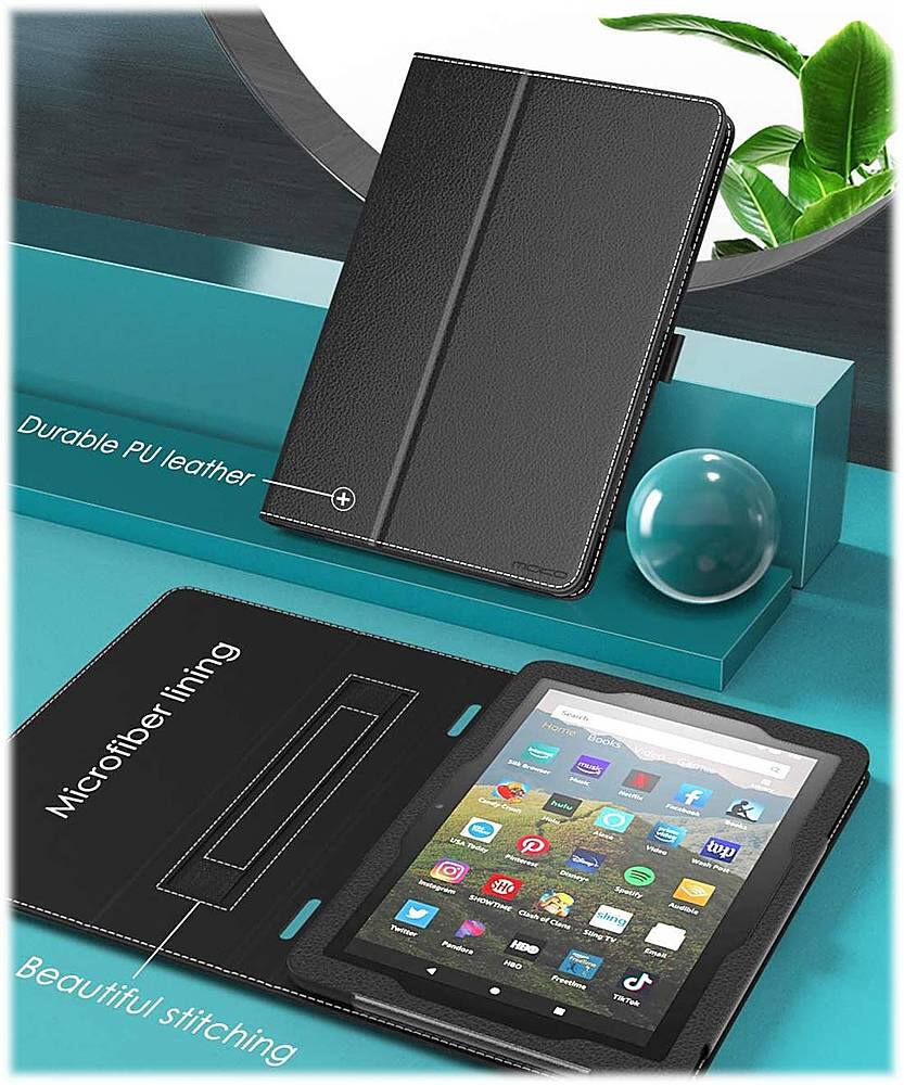 Alt View 16. SaharaCase - Folio Case for Amazon Kindle Fire HD 8 and Fire HD 8 Plus (2020-2024) - Black.