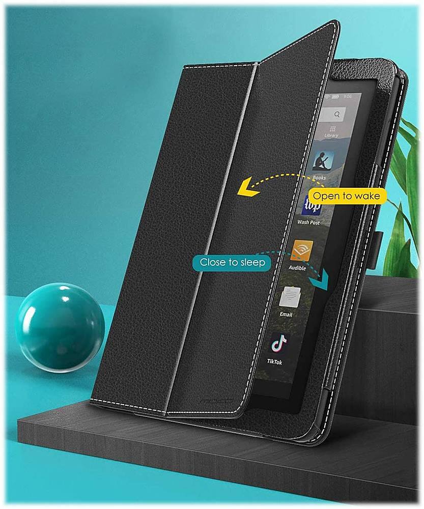 Alt View 17. SaharaCase - Folio Case for Amazon Kindle Fire HD 8 and Fire HD 8 Plus (2020-2024) - Black.