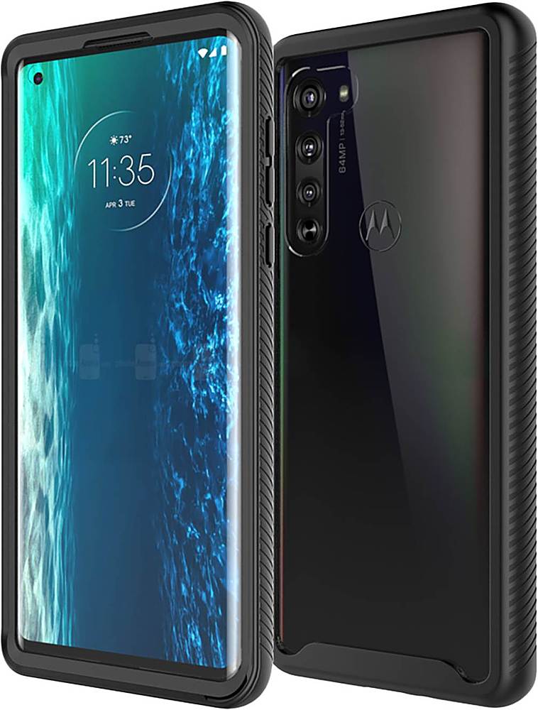 Alt View 12. SaharaCase - Grip Series Carrying Case for Motorola Moto Edge 5G - Aqua/Clear.