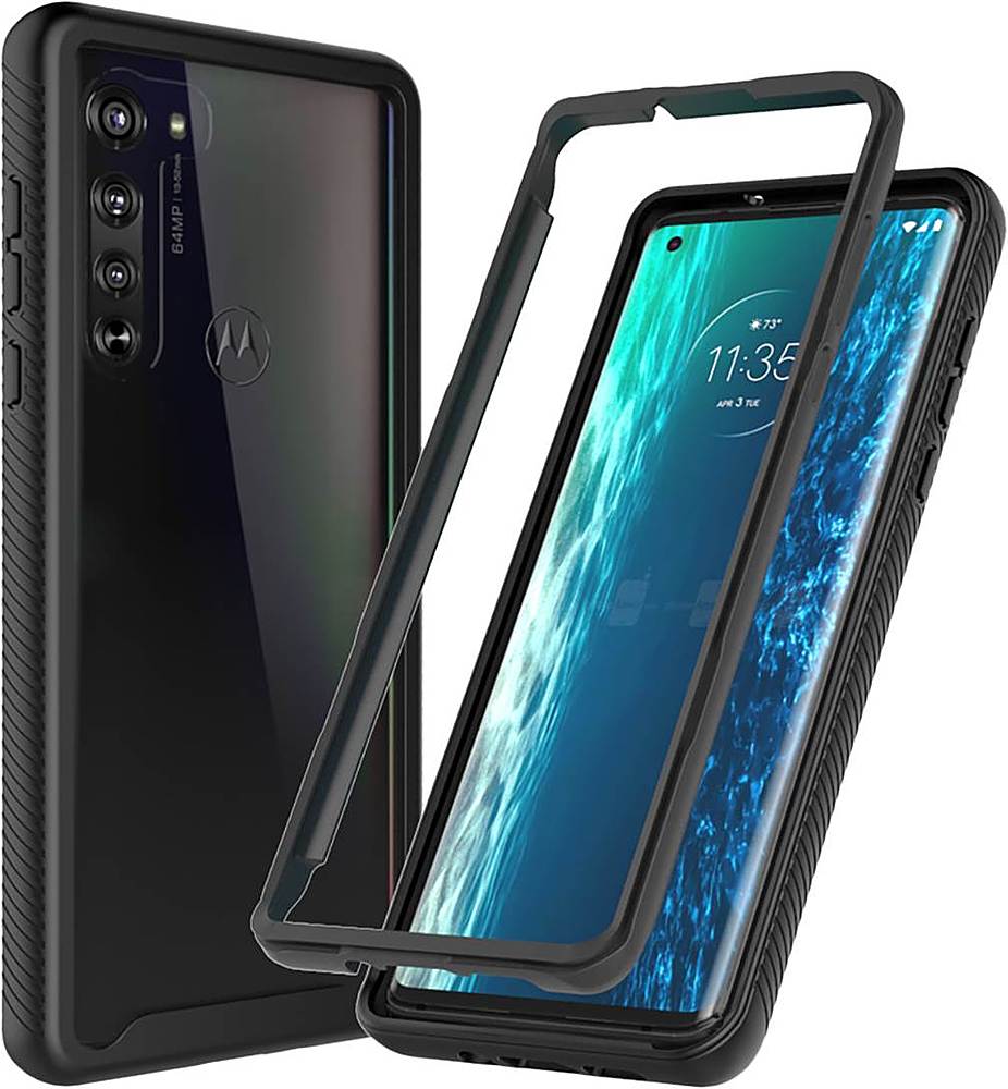 Alt View 16. SaharaCase - Grip Series Carrying Case for Motorola Moto Edge 5G - Aqua/Clear.