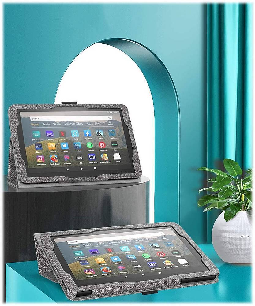 Alt View 14. SaharaCase - Folio Case for Amazon Kindle Fire HD 8 and Fire HD 8 Plus (2020-2024) - Gray.