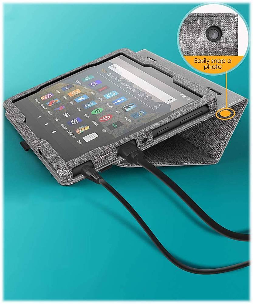 Alt View 16. SaharaCase - Folio Case for Amazon Kindle Fire HD 8 and Fire HD 8 Plus (2020-2024) - Gray.