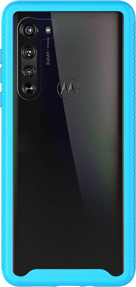 Alt View 11. SaharaCase - Grip Series Carrying Case for Motorola Moto Edge 5G - Aqua/Clear.