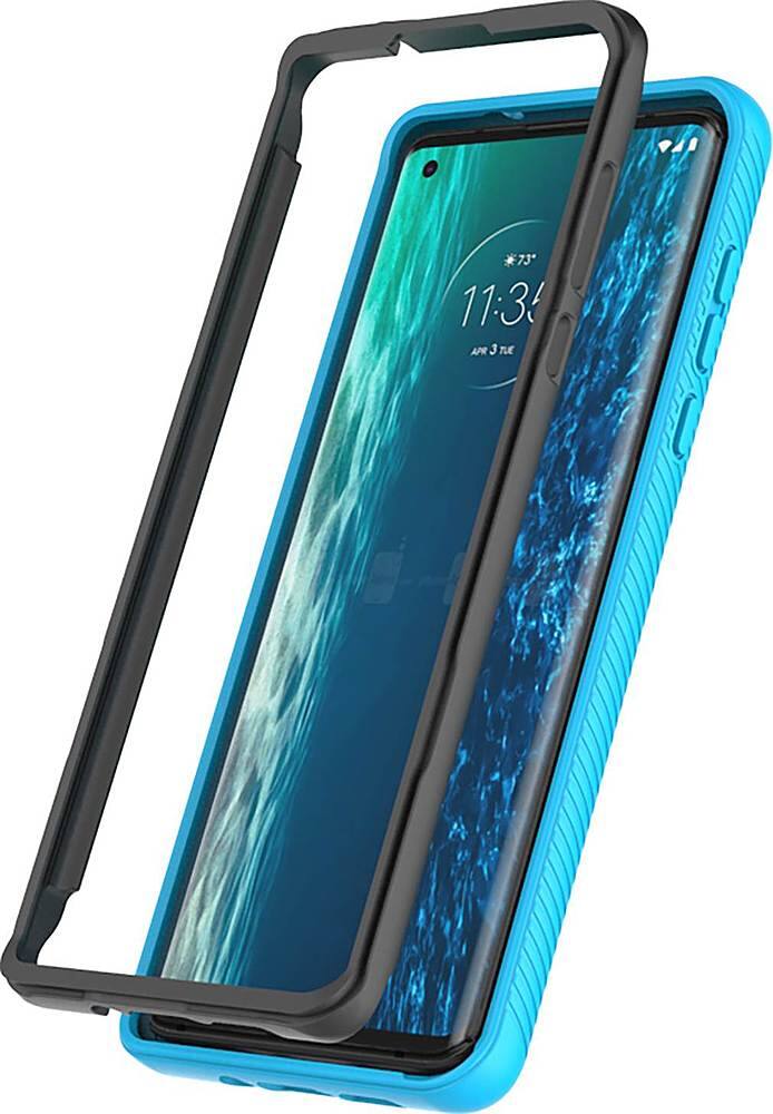 Alt View 13. SaharaCase - Grip Series Carrying Case for Motorola Moto Edge 5G - Aqua/Clear.