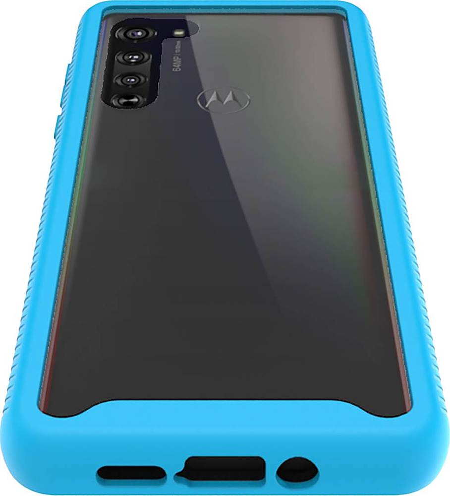 Alt View 14. SaharaCase - Grip Series Carrying Case for Motorola Moto Edge 5G - Aqua/Clear.